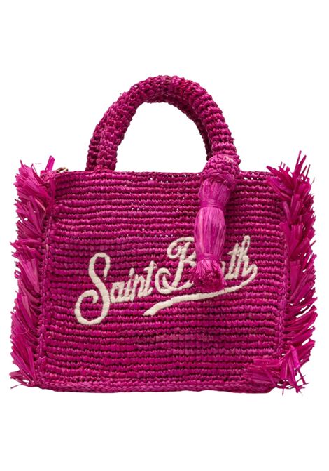 MC2 SAINT BARTH Vanity tote bag in raffia with embroidered logo in fuchsia MC2 SAINT BARTH | VAMI01700453LFUCSIA